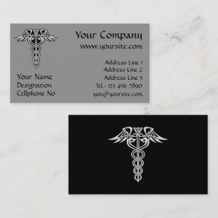 Celtic Knot Caduceus Business Card