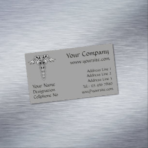 Celtic Knot Caduceus Magnetic Business Card