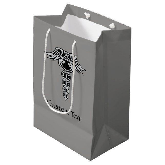 Celtic Knot Caduceus Medium Gift Bag (Front Angled)