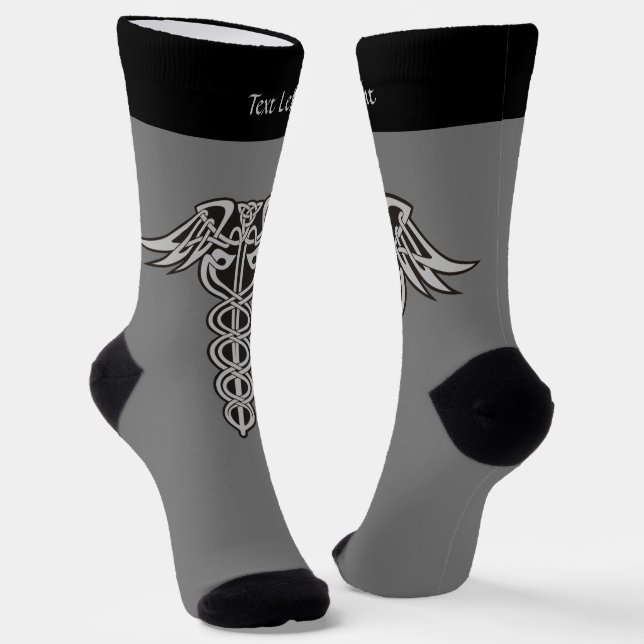 Celtic Knot Caduceus Socks (Angled)