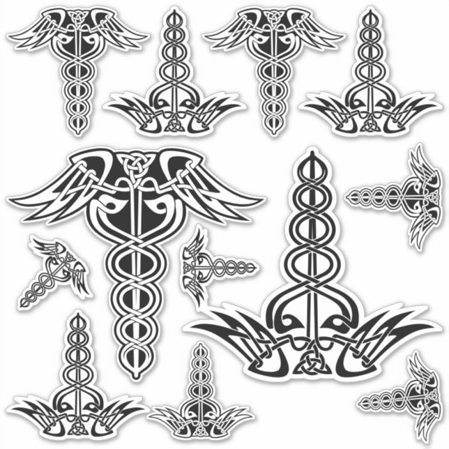 Celtic Knot Caduceus Sticker Set (Front)