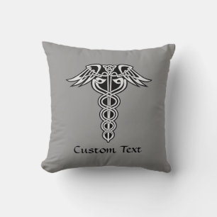 Celtic Knot Caduceus Throw Pillow