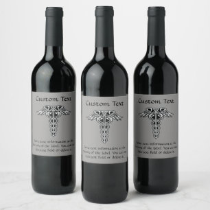 Celtic Knot Caduceus Wine Label
