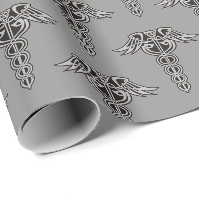 Celtic Knot Caduceus Wrapping Paper (Roll Corner)
