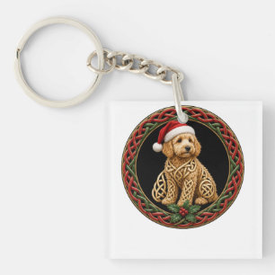 Celtic Knot Christmas Goldendoodle Keychain