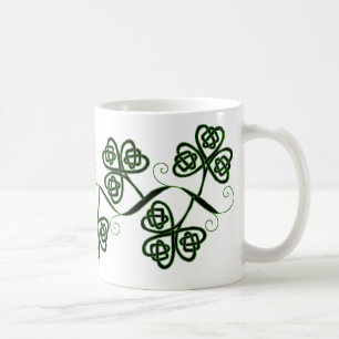 Celtic knot clover mug in black and green