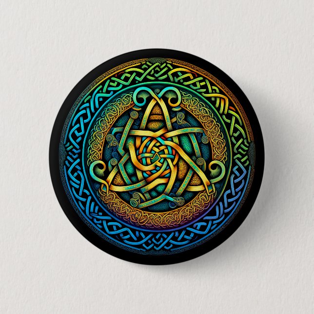 Celtic Knot Colourful Knotwork 2 Inch Round Button (Front)
