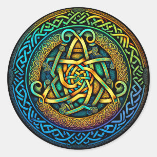 Celtic Knot Colourful Knotwork Classic Round Sticker