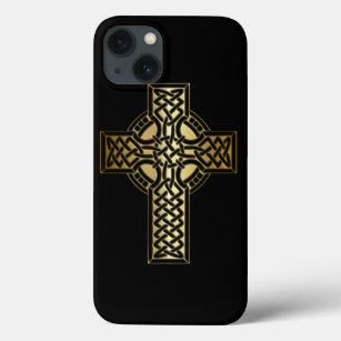 Celtic Knot Cross in Gold and Black iPhone 13 Case