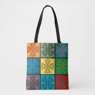 Celtic Knot Cross Pattern Pop Art Tote Bag