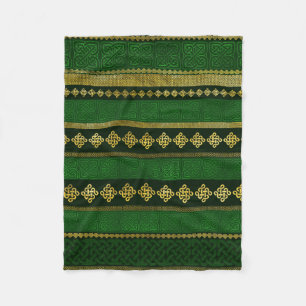 Celtic Knot Decorative Gold and Green pattern Fleece Blanket