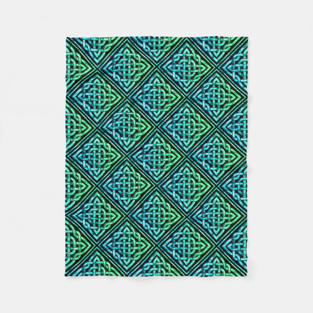 Celtic Knot - Diamond Blue Green Fleece Blanket (Front)
