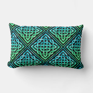 Celtic Knot - Diamond Blue Green Lumbar Pillow