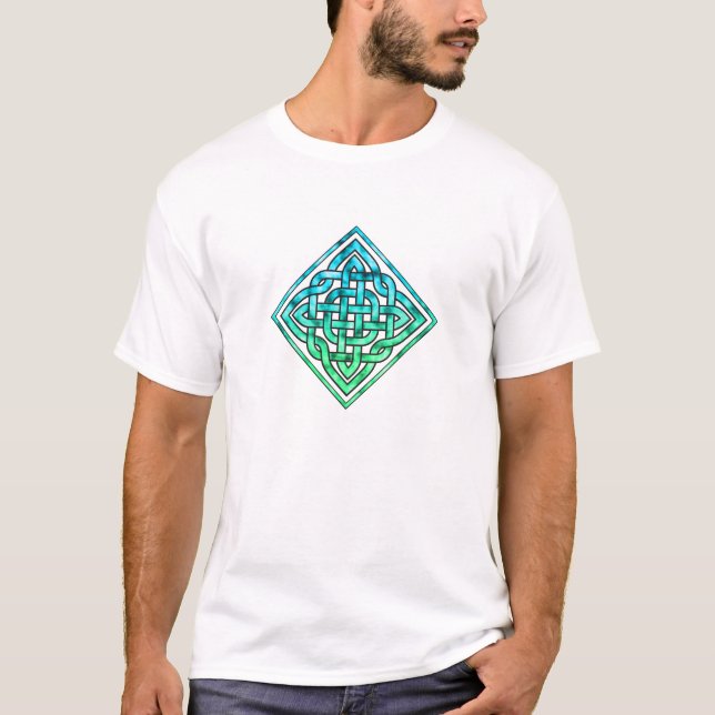 Celtic Knot - Diamond Blue Green T-Shirt (Front)