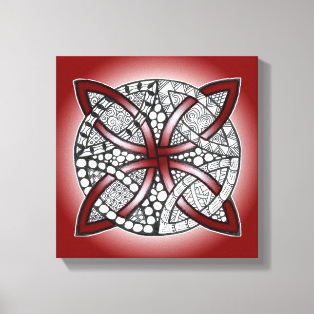 Celtic Knot Doodle Maroon Red Canvas Print (Front)