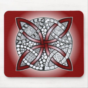 Celtic Knot Doodle Maroon Red Mouse Pad
