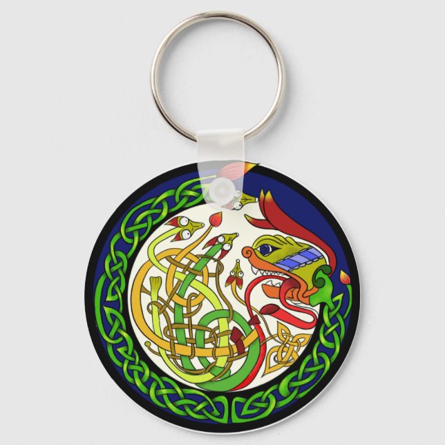 Celtic Knot Dragon Mandala Keychain (Front)