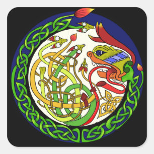 Celtic Knot Dragon Mandala Square Sticker
