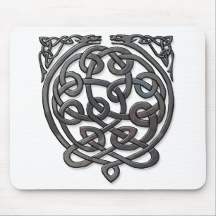 Celtic Knot Dragons – Black Chrome Mouse Pad