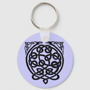 Celtic Knot Dragons – Black & White Keychain