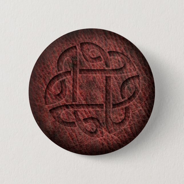 Celtic knot embossed leather 2 inch round button (Front)