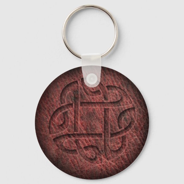 Celtic knot embossed leather keychain (Front)