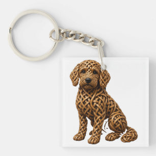 Celtic Knot Goldendoodle Dog Art Keychain