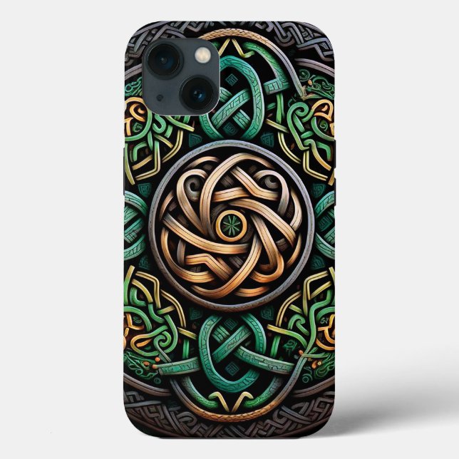 Celtic Knot Green Gold Knotwork Case-Mate iPhone Case (Back)