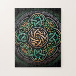 Celtic Knot Green Gold Knotwork Jigsaw Puzzle<br><div class="desc">Celtic Knot Green Gold Knotwork</div>