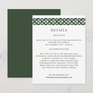 Celtic Knot   Green Wedding Information Guest Enclosure Card