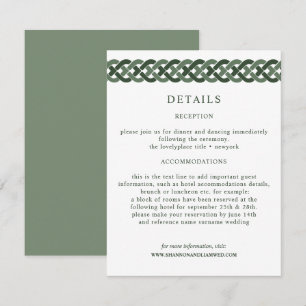 Celtic Knot   Green Wedding Information Guest Enclosure Card