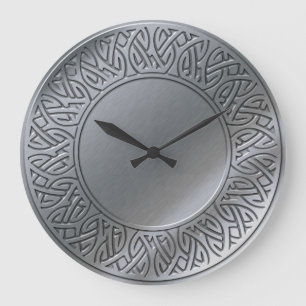 Celtic Knot in brushed silver Large Clock