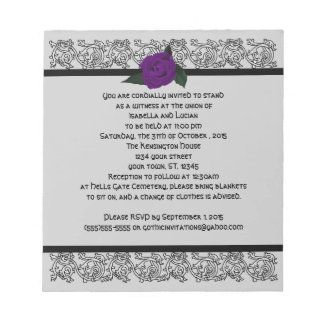 Celtic Knot Infinity Rose Goth Wedding Invitation Notepad