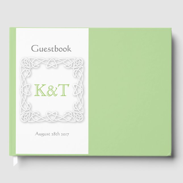 Celtic Knot Initials - Customize Background colour Guest Book (Front)