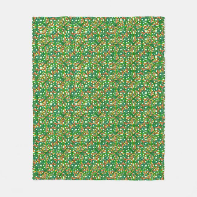Celtic Knot Irish Braid Pattern Green Pretty Fleece Blanket (Front)