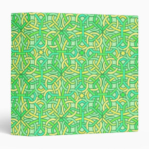 Celtic Knot Irish Braid Pattern Green Yellow Binder