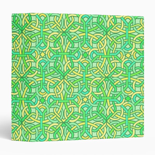 Celtic Knot Irish Braid Pattern Green Yellow Binder (Front/Spine)
