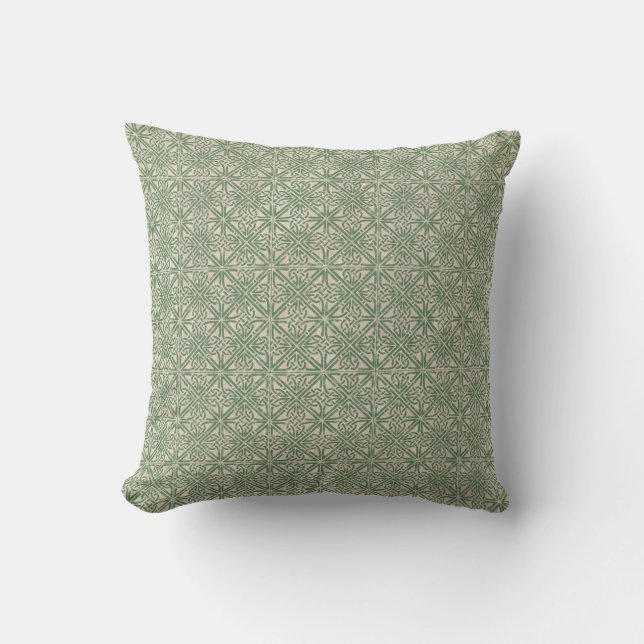 Celtic Knot Irish Green Pattern Throw Pillow (Front)