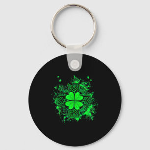 Celtic Knot Irish Shamrock Three Leaf Clover St Pa Keychain