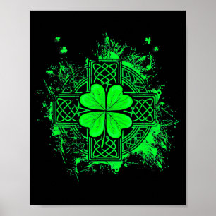 Celtic Knot Irish Shamrock Three Leaf Clover St Pa Poster