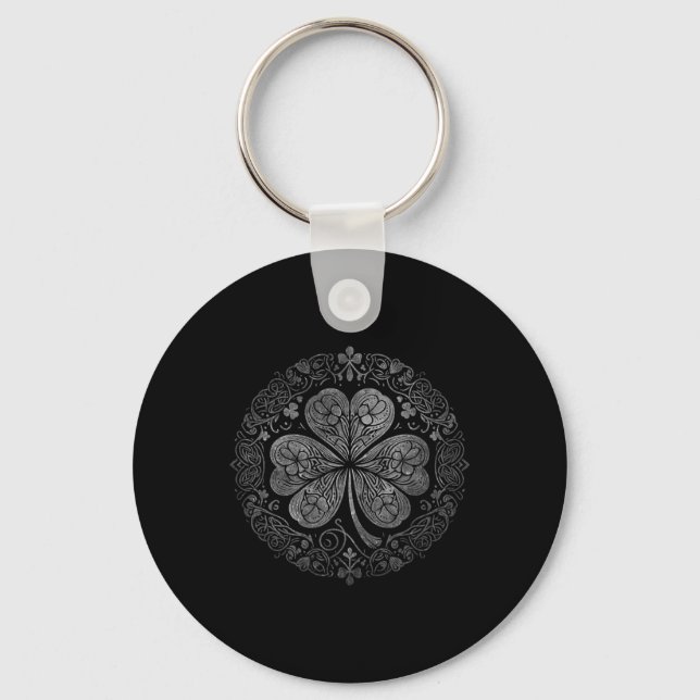 Celtic Knot Leaf Shamrock Funny St Patricks Day Me Keychain (Front)