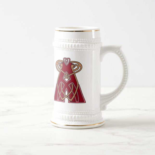 Celtic Knot letter initial monogram A Beer Stein (Right)