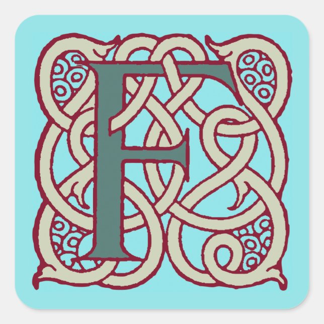 Celtic Knot letter initial monogram F Square Sticker (Front)