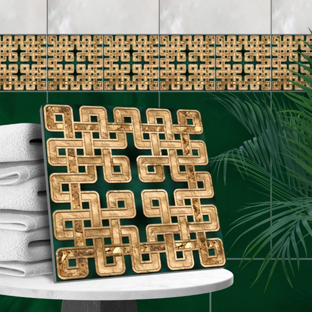 Celtic knot - malachite and gold tile (Creator Uploaded)