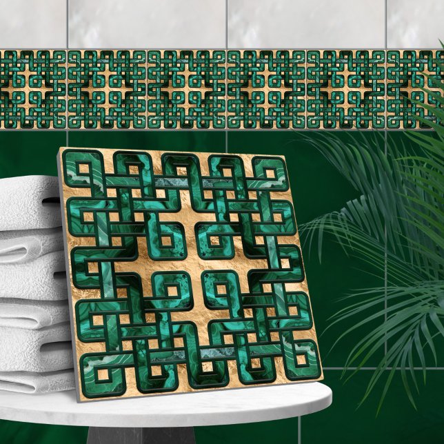 Celtic knot - malachite and gold tile (Creator Uploaded)