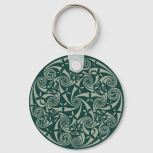 Celtic Knot Medallion Round Design, Irish Artwork Keychain