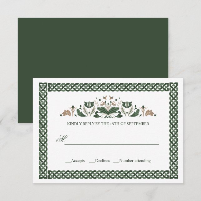 Celtic Knot | Modern Floral Irish Wedding Invitation (Front/Back)