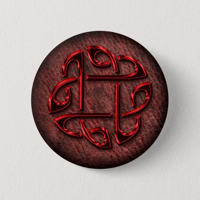 Celtic knot on genuine leather 2 inch round button (Front)