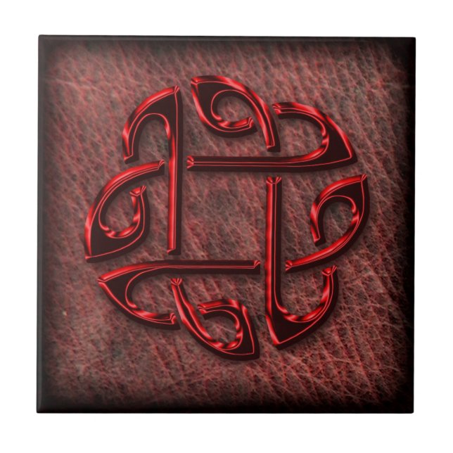 Celtic knot on genuine leather tile (Front)