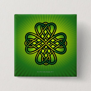 Celtic Knot on green glow 2 Inch Square Button